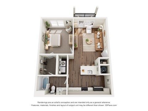 Floor plan for 1 bed, 1 bath, 756 sqft